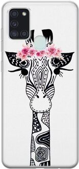 Casimoda Samsung Galaxy A21s siliconen telefoonhoesje - Giraffe Goudkleurig