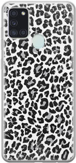 Casimoda Samsung Galaxy A21s siliconen telefoonhoesje - Luipaard grijs Roze