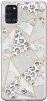 Casimoda Samsung Galaxy A21s siliconen telefoonhoesje - Stone & leopard print Mint