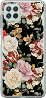 Casimoda Samsung Galaxy A22 4G siliconen hoesje - Flowerpower Zwart, Multi