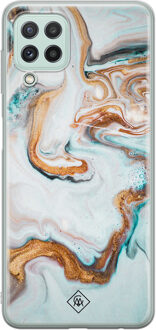 Casimoda Samsung Galaxy A22 4G siliconen hoesje - Marmer blauw goud Blauw, Goudkleurig