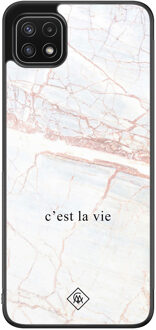 Casimoda Samsung Galaxy A22 5G hoesje - C'est la vie Bruin/beige