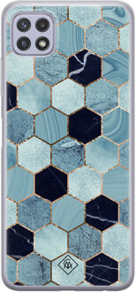 Casimoda Samsung Galaxy A22 5G siliconen hoesje - Blue cubes Blauw