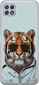 Casimoda Samsung Galaxy A22 5G siliconen hoesje - Tijger wild Blauw