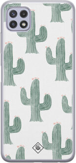 Casimoda Samsung Galaxy A22 5G siliconen telefoonhoesje - Cactus print Groen