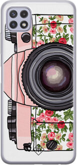 Casimoda Samsung Galaxy A22 5G siliconen telefoonhoesje - Hippie camera Roze