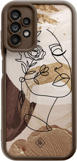 Casimoda Samsung Galaxy A23 bruine case - Abstract gezicht bruin