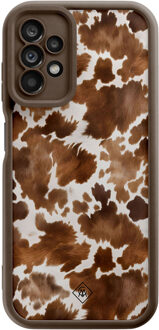 Casimoda Samsung Galaxy A23 bruine case - Koeienprint