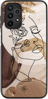 Casimoda Samsung Galaxy A23 hoesje - Abstract gezicht bruin Bruin/beige