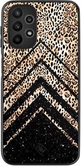 Casimoda Samsung Galaxy A23 hoesje - Chevron luipaard Zwart, Bruin/beige