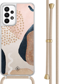 Casimoda Samsung Galaxy A23 hoesje met koord - Abstract dots Bruin/beige