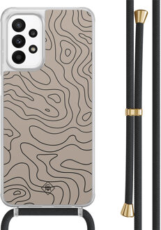 Casimoda Samsung Galaxy A23 hoesje met koord - Abstract lines Bruin/beige