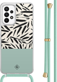 Casimoda Samsung Galaxy A23 hoesje met koord - Abstract mint palms