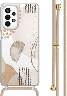 Casimoda Samsung Galaxy A23 hoesje met koord - Abstract shapes Bruin/beige