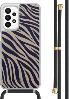 Casimoda Samsung Galaxy A23 hoesje met koord - Chevron navy Blauw