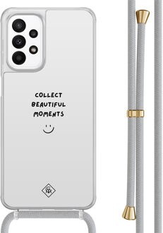 Casimoda Samsung Galaxy A23 hoesje met koord - Collect moments Grijs/zilverkleurig