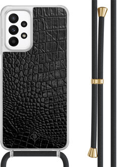 Casimoda Samsung Galaxy A23 hoesje met koord - Croco zwart