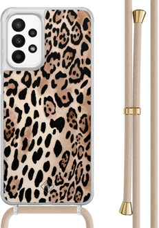 Casimoda Samsung Galaxy A23 hoesje met koord - Golden wildcat Bruin/beige