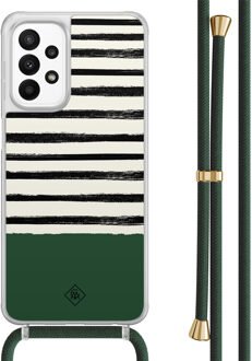 Casimoda Samsung Galaxy A23 hoesje met koord - Green stripes Groen