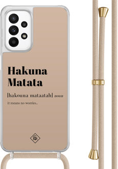 Casimoda Samsung Galaxy A23 hoesje met koord - Hakuna matata Bruin/beige
