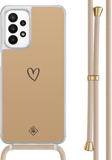 Casimoda Samsung Galaxy A23 hoesje met koord - Hart bruin Bruin/beige