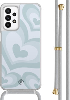Casimoda Samsung Galaxy A23 hoesje met koord - Hart swirl blauw