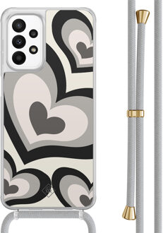 Casimoda Samsung Galaxy A23 hoesje met koord - Hart swirl zwart