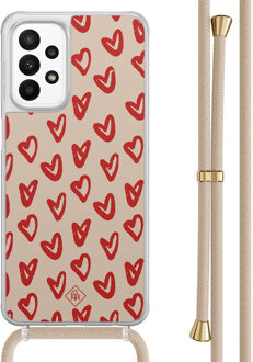 Casimoda Samsung Galaxy A23 hoesje met koord - Hartendief Bruin/beige