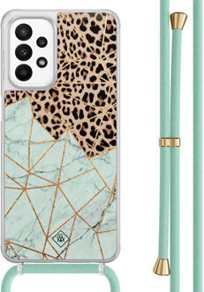 Casimoda Samsung Galaxy A23 hoesje met koord - Luipaard marmer mint