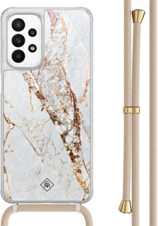 Casimoda Samsung Galaxy A23 hoesje met koord - Marmer goud Goudkleurig