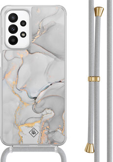 Casimoda Samsung Galaxy A23 hoesje met koord - Marmer grijs Grijs/zilverkleurig