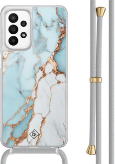 Casimoda Samsung Galaxy A23 hoesje met koord - Marmer lichtblauw