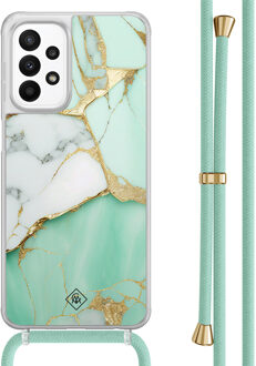 Casimoda Samsung Galaxy A23 hoesje met koord - Marmer mintgroen