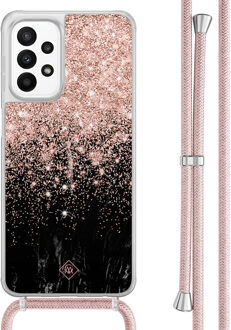 Casimoda Samsung Galaxy A23 hoesje met koord - Marmer twist Rosekleurig