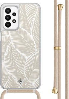 Casimoda Samsung Galaxy A23 hoesje met koord - Palm leaves beige Bruin/beige
