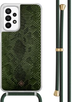 Casimoda Samsung Galaxy A23 hoesje met koord - Snake mix Groen