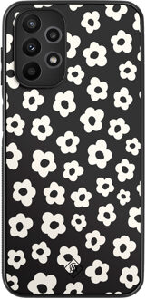 Casimoda Samsung Galaxy A23 hoesje - Retro bloempjes Zwart