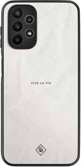Casimoda Samsung Galaxy A23 hoesje - Vive la vie Grijs/zilverkleurig