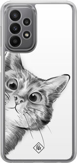 Casimoda Samsung Galaxy A23 hybride hoesje - Kat kiekeboe Wit
