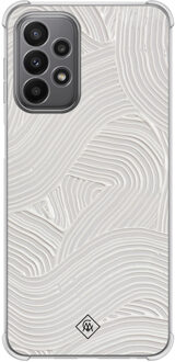 Casimoda Samsung Galaxy A23 shockproof hoesje - Abstract beige waves Grijs/zilverkleurig