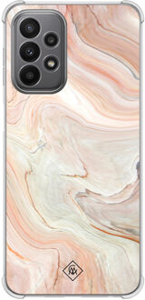 Casimoda Samsung Galaxy A23 shockproof hoesje - Marmer waves Bruin/beige