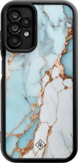 Casimoda Samsung Galaxy A23 zwarte case - Marmer lichtblauw