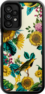 Casimoda Samsung Galaxy A23 zwarte case - Sunflowers