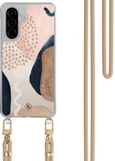 Casimoda Samsung Galaxy A26 hoesje met beige koord - Abstract dots Bruin/beige