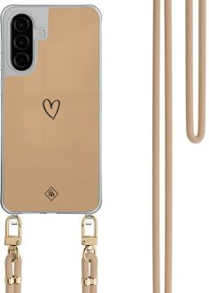 Casimoda Samsung Galaxy A26 hoesje met beige koord - Hart bruin Bruin/beige