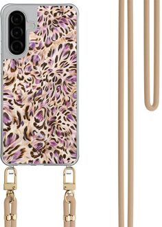 Casimoda Samsung Galaxy A26 hoesje met beige koord - Luipaard lila Multi