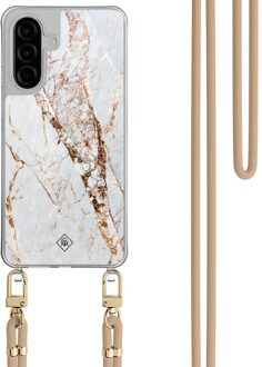 Casimoda Samsung Galaxy A26 hoesje met beige koord - Marmer goud Goudkleurig