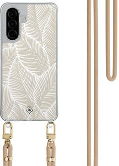 Casimoda Samsung Galaxy A26 hoesje met beige koord - Palm leaves beige Bruin/beige