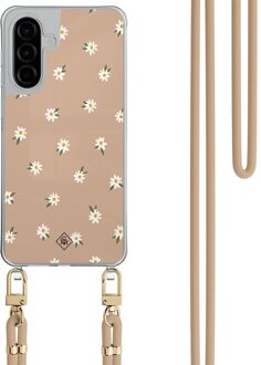 Casimoda Samsung Galaxy A26 hoesje met beige koord - Sweet daisies Bruin/beige
