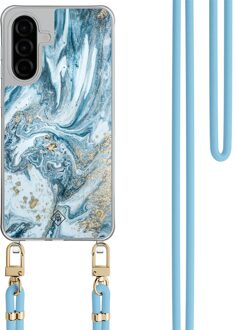 Casimoda Samsung Galaxy A26 hoesje met blauw koord - Marble sea